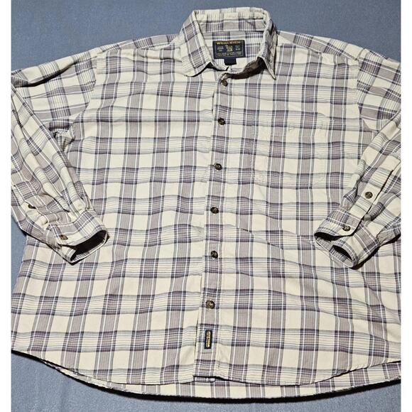 Woolrich Shirt Mens Extra Large Tan Plaid Long Sleeve Buttoned Down Western Wear - Picture 1 of 9
